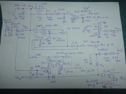 Hand-Drawn Electronic Circuit Schematic Hand-drawn schematic of an electronic circuit on white paper.