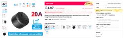 Tuya BSD29 20A Smart Plug Listing on AliExpress Image of the AliExpress listing for the Tuya BSD29 20A smart plug.