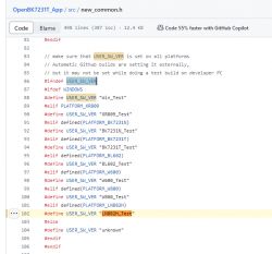 Screenshot of a code editor displaying the new_common.h file defined in the OpenBK7231T_App.