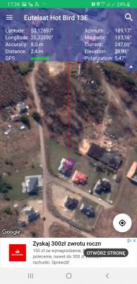 Jakość zero siła 80 przy idealnie ustawionym azymucie wedlug SatFinder