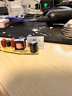 Electronic Components on Ledvance SmartPlus Circuit Board A circuit board with electrical components on a desk.