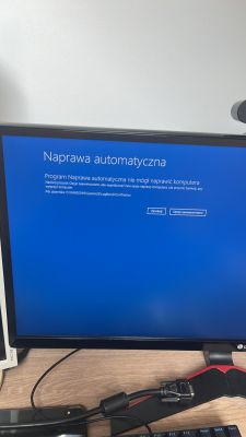 Ekran komputera z komunikatem o nieudanej naprawie automatycznej w systemie Windows.