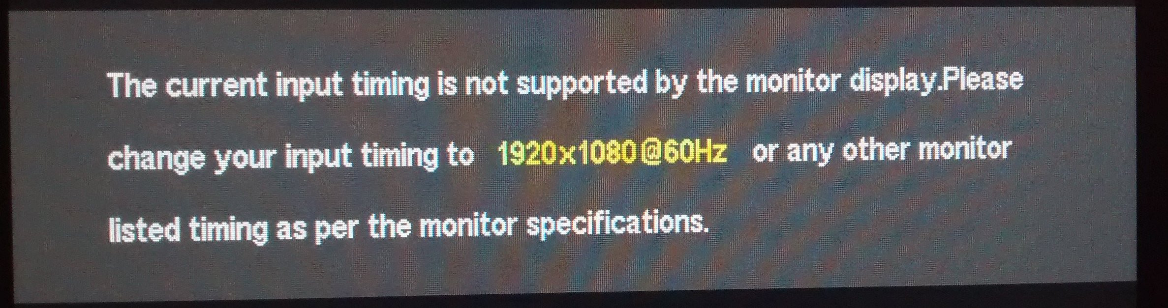 Dell P2717H The current input timing is not supported by the monitor
