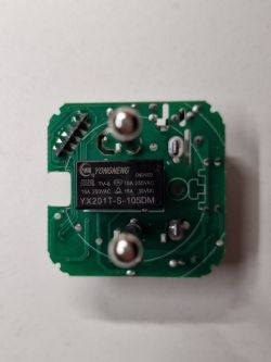 Smart Plug — PCB with Relay Top view of a PCB with a YONGNENG YX201T-S-105DM relay.