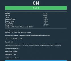 Screenshot of the user interface for the Meetoo Smartplug displaying monitoring data.