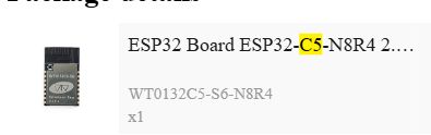ESP32 module labeled WT0132C5-S6-N8R4 with description