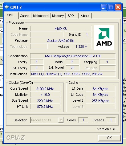 Sempron LE-1150 - podkręcanie
