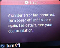 Epson PX830FWD - A printer error has occurred. Epson PX830FWD - A printer error has occurred.