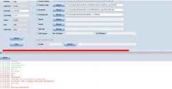 Screenshot of a programming tool showing configuration and error during firmware upload.