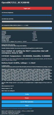 OpenBK7235 Control Panel for Lighting and IoT Device Management OpenBK7235 control panel with device info and controls for lighting and configuration.