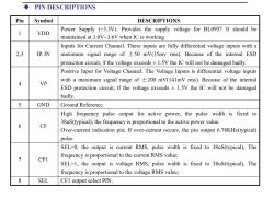 Table describing the pin functions of the BL0937 IC, listing pin numbers, symbols, and detailed descriptions.