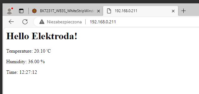 Webseite mit Wetterdaten Screenshot mit Wetterdaten auf einer Webseite