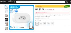 Woolley SA-032 Smart Plug on AliExpress Advertisement for the Woolley SA-032 smart plug on AliExpress.