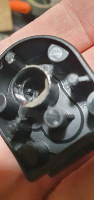 Interior of a casing with O-ring seat View of the inner part of a plastic casing with a spot for an O-ring