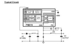Application Circuit Diagram of PN8016 Typical application circuit diagram of PN8016 chip.