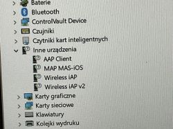 Zrzut ekranu z menedżera urządzeń pokazujący nieznane urządzenia na laptopie Dell