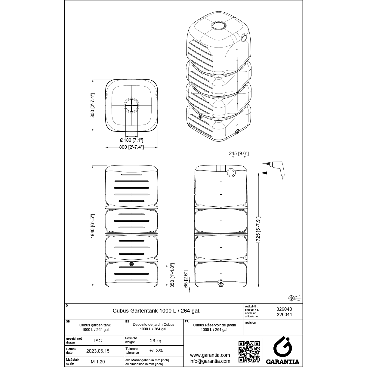 Jakie złączki do połączenia pompy Karcher BP3 z zbiornikiem 1000l?