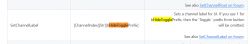 Screenshot of documentation with the SetChannelLabel command and details regarding the bHideToggle prefix usage.