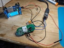 Home setup for flashing a circuit using CH340 USB-TTL and an external 3.3V power supply.