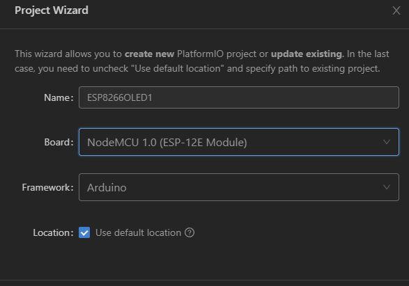 Zrzut ekranu kreatora projektu w PlatformIO