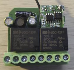 WiFi module with additional terminals and capacitors on the circuit board.