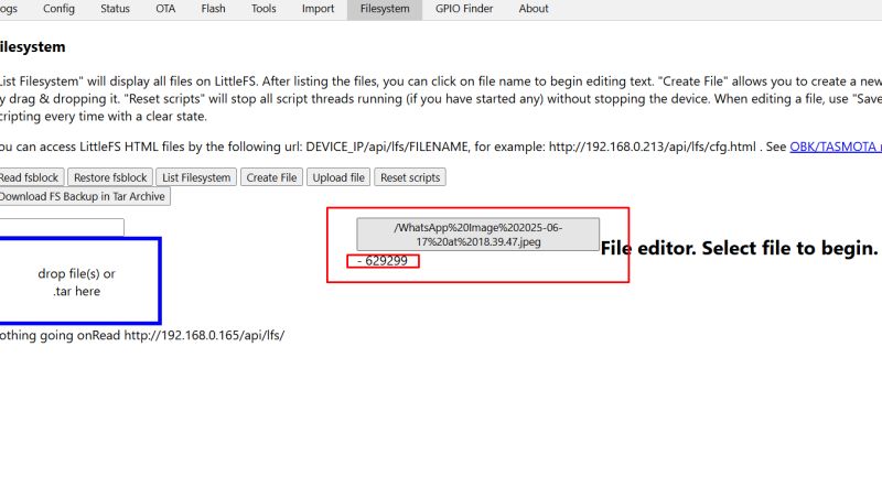 Hosting OpenBekenIOT Web App's 'Logs' function in the LittleFS of the Device (BK7231T)