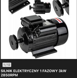 Silnik elektryczny jednofazowy 3kW 2850rpm w czarnym kolorze.