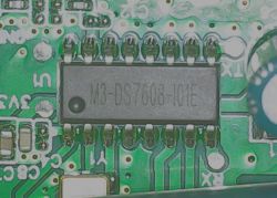 M3-DS7608-101E Chip on Circuit Board Close-up of M3-DS7608-101E chip on a circuit board.