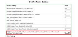 Screenshot of “Evo Web Radio - Settings” with “OLED Display Mode” highlighted and set to 6