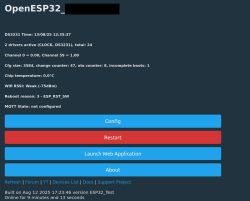 OpenESP32 interface screen showing DS3231 time and system status