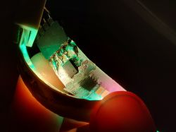 Damaged LED strip with visible components and chip gzx16703.