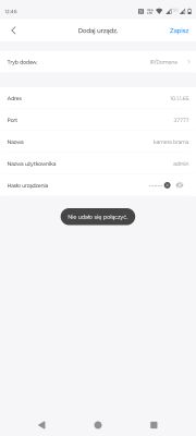 Brak połączenia z kamerą Dahua IPC-HFW1439TL1-A-IL w aplikacji DMSS