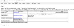 Screenshot of an IoT device management panel at 192.168.0.163, Flash tab, showing options to read, download, and write configuration files.
