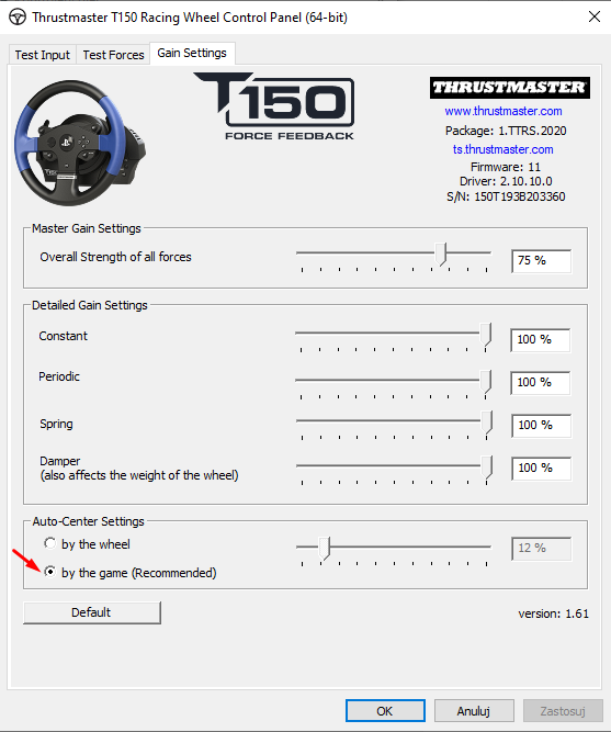 thrustmaster t150 control panel download