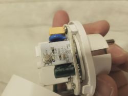 Interior of LIDL SAPM 1 A1 Smart Socket Interior of the LIDL SAPM 1 A1 smart socket showing electronic components.