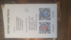 Wi-Fi Water Leakage Detector Packaging Wi-Fi water leakage detector packaging with QR codes.