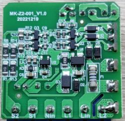 Printed circuit board with various electronic components.