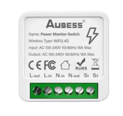 Aubess Smart Switch with Wi-Fi Smart switch from AliExpress labeled Aubess with specification label, including Wi-Fi and maximum load of 16A.