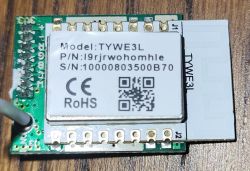 Tuya TYWE3L module on a green circuit board.