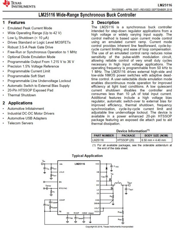 Moduł synchronicznej przetwornicy step down 20A SZBK07