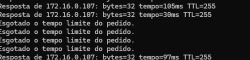 Screenshot showing ping to 172.16.0.107 with several requests timing out