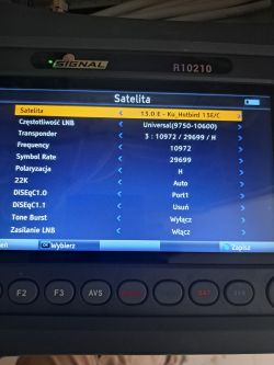 Ustawienia miernika Signal R10210 - brak wskazań przy podłączonej antenie satelitarnej