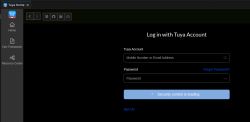 Tuya account login screen in Tuya Wind IDE