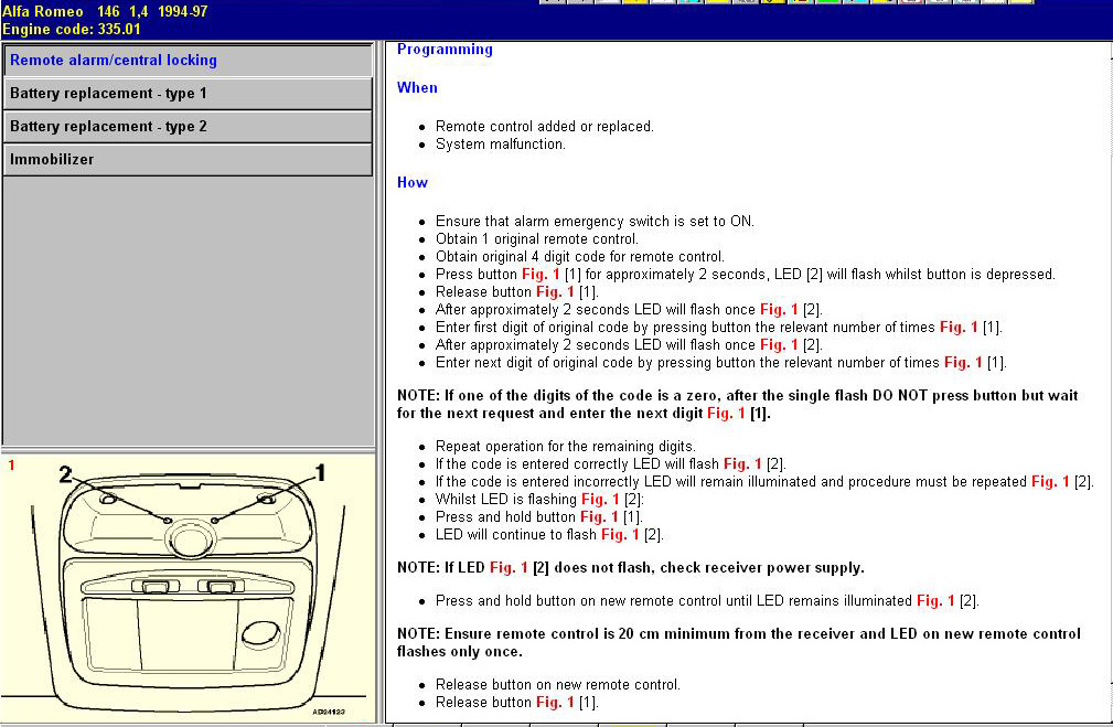 programowanie pilota w alfa romeo 146