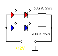 Oświetlenie do PC - 4 diody, rezystor i molex