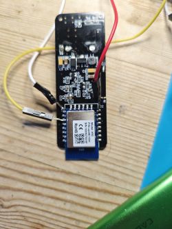 Wireless Module on Circuit Board Circuit board with attached wires and a wireless module.