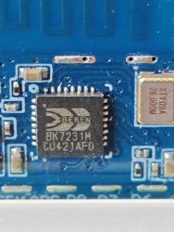 Electronic Module with Beken BK7231M Chip Close-up of an electronic module featuring a Beken BK7231M chip.