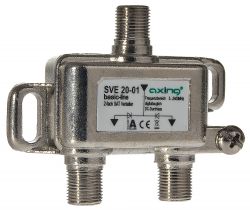 Splitter satelitarny Axing SVE 20-01 z serii basic-line z dwoma wyjściami.
