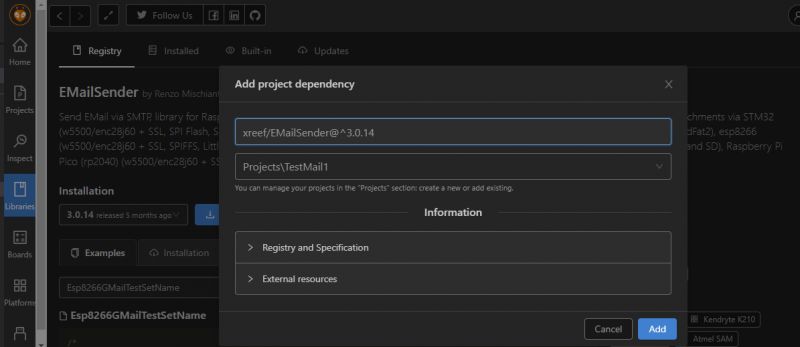 PlatformIO: Adding Project Dependency Adding project dependency in PlatformIO.