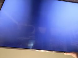 Telewizor LG z niebieskim ekranem bez widocznych linii.